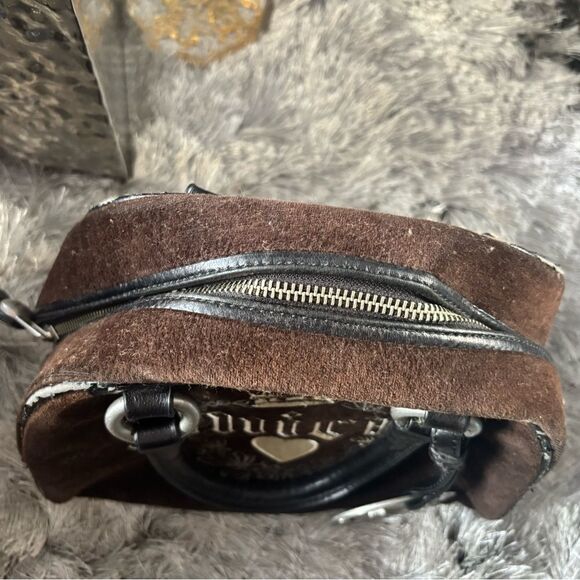 JUICY COUTURE handbag Vintage Brown Suede Velvet Bowling Bag purse logo y2k - Picture 5 of 8